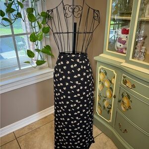 Kathie Lee Collection Black and White Floral Midi Skirt